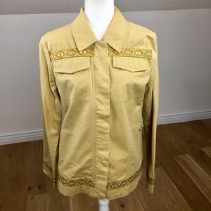 Sundance Full Zip Embroidered 100% Cotton Jacket Size 6